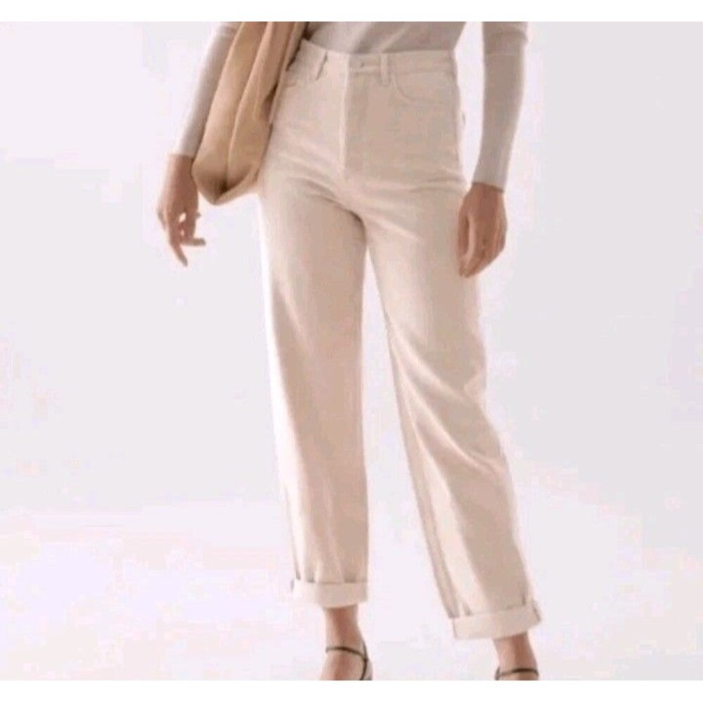 COS Denim Jeans Speckled Cream Tapered Leg High Rise Ankle Size 24 preppy EUC